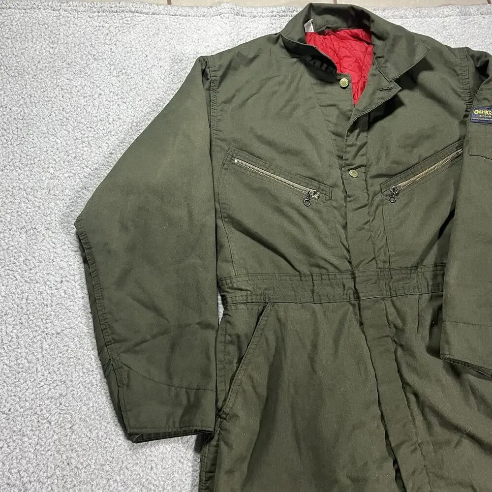 Oshkosh Bgosh Overalls Mens Green Olive VTG Union Insulated Lined Workwear W38